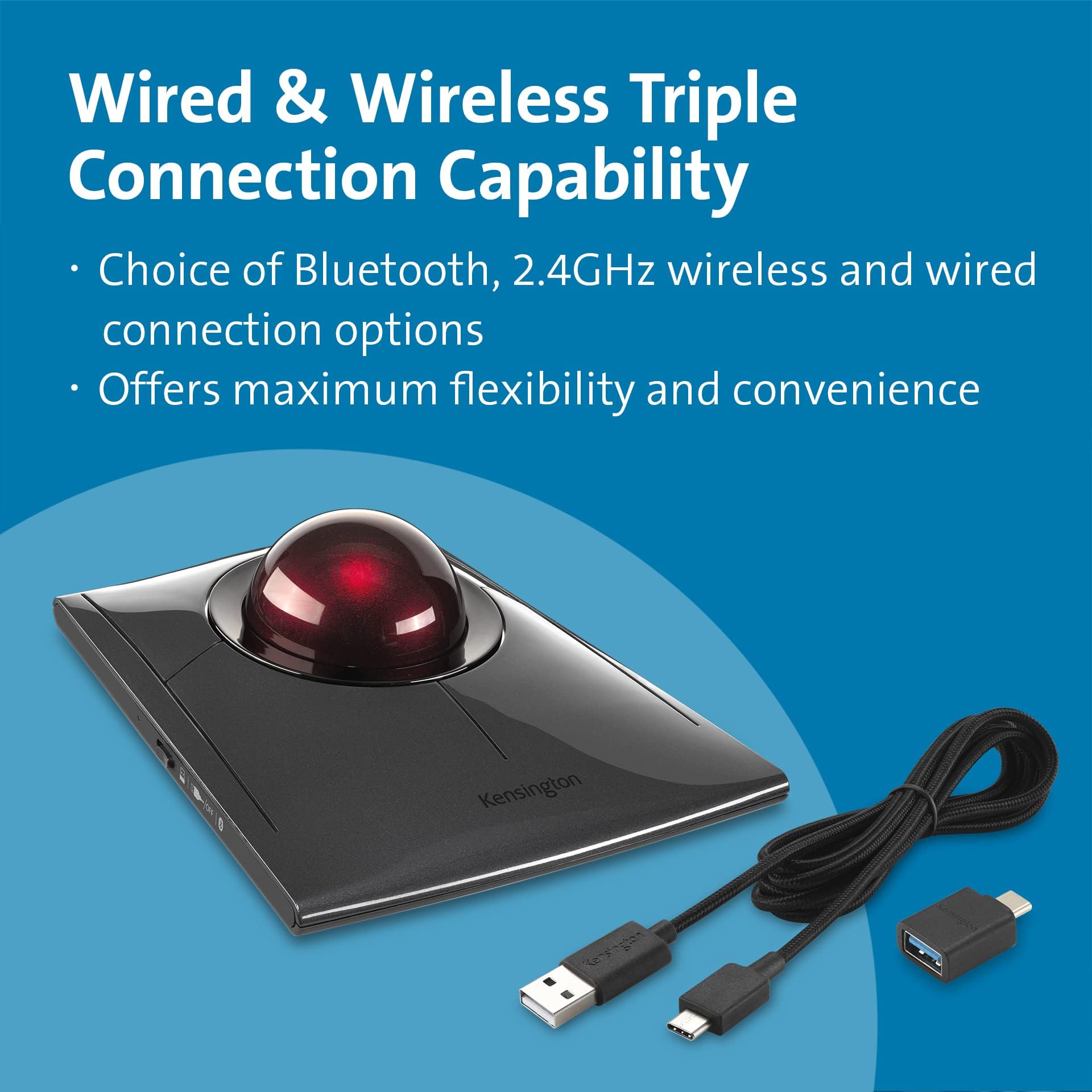 Kensington K72081WW Slimblade Pro Wireless Trackball, 4 Buttons